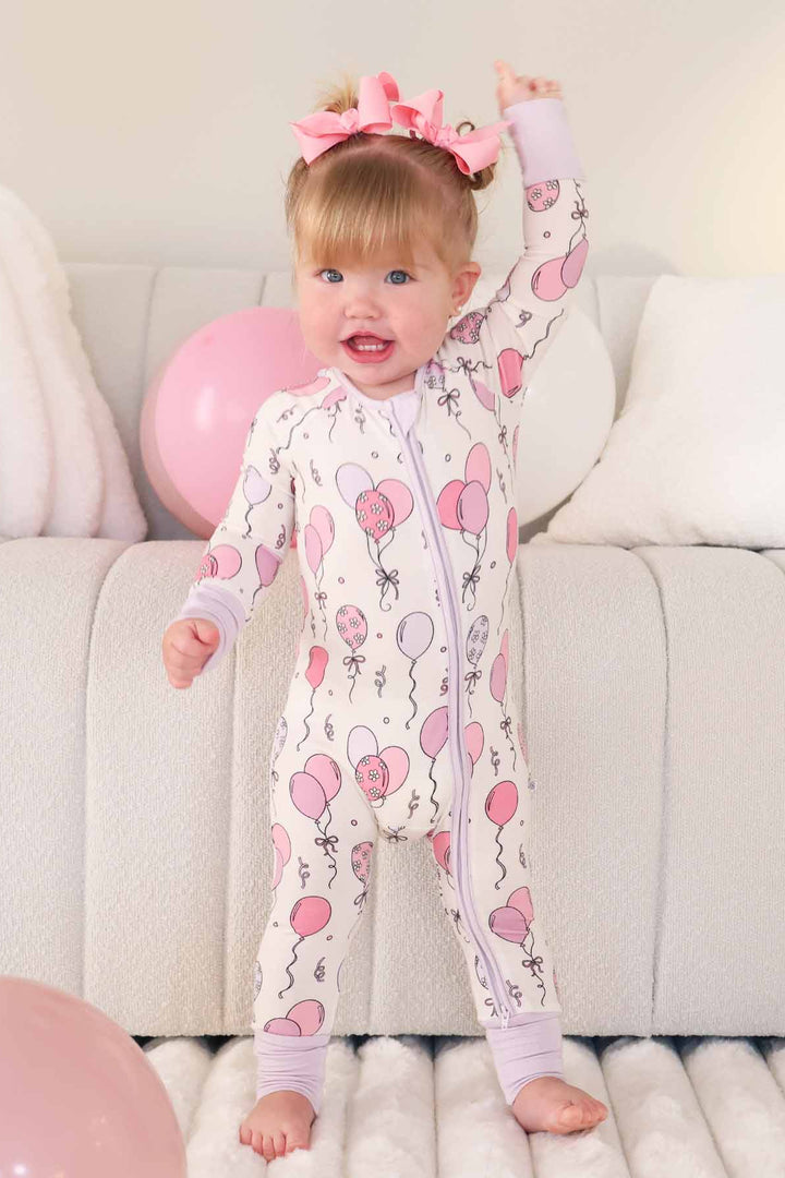 party convertible zip romper pajama for baby and toddler girls 