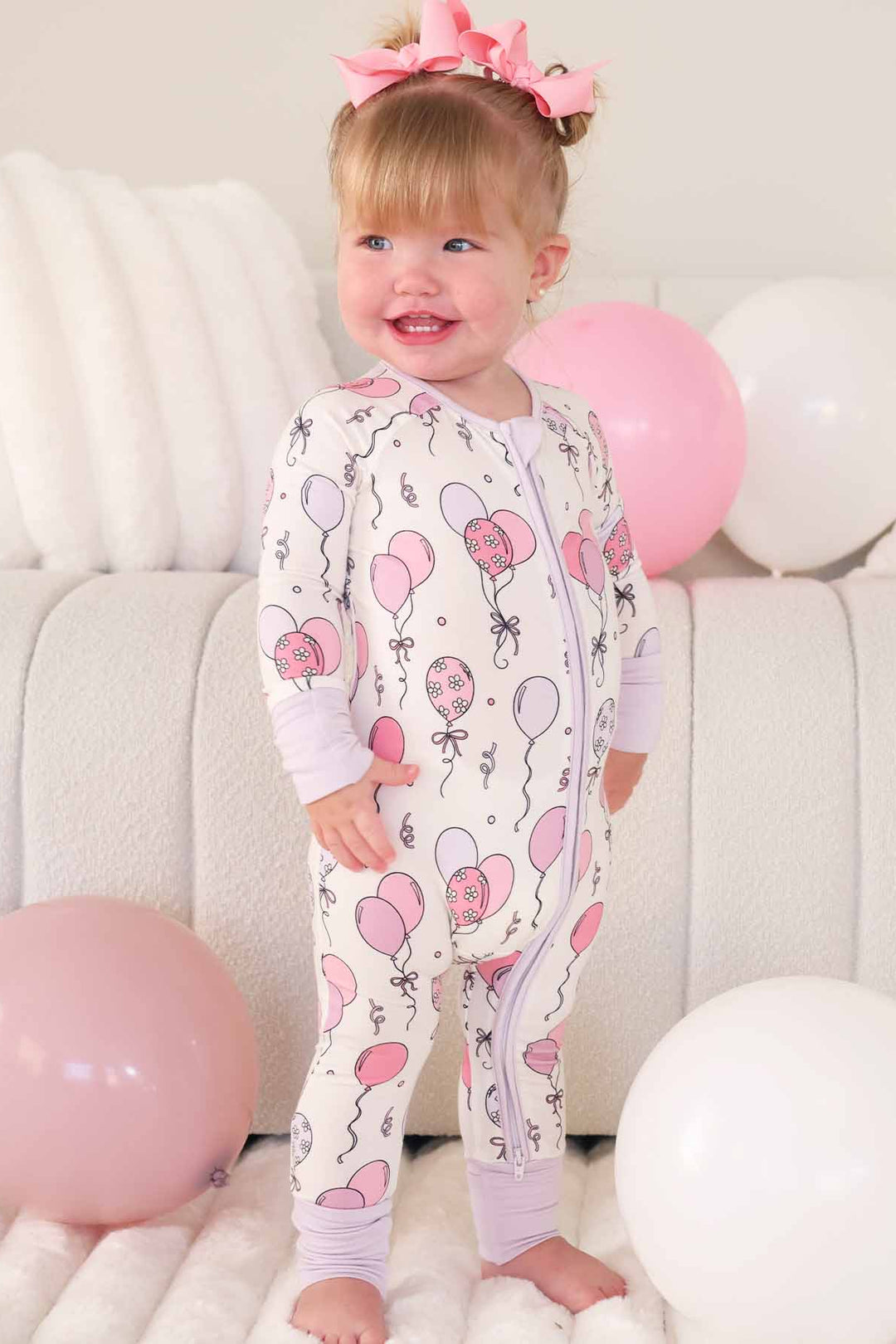 pink party time convertible zip romper 