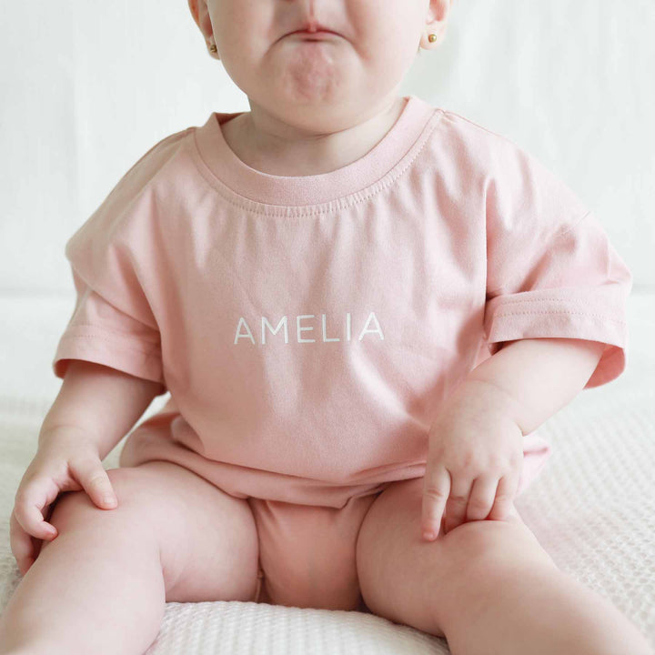 baby short sleeve bubble romper pink 