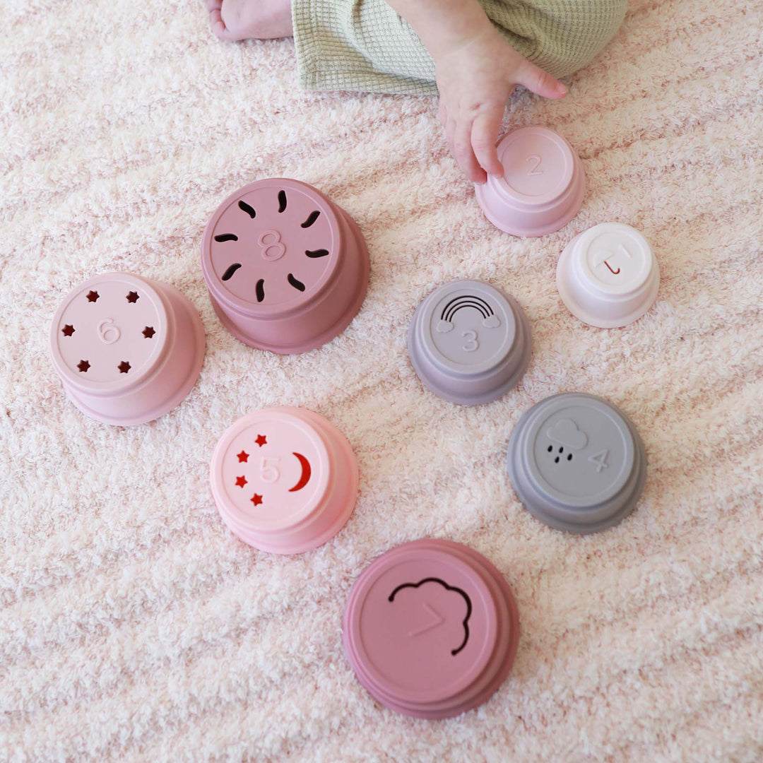 stacking cups for kids pink silicone 
