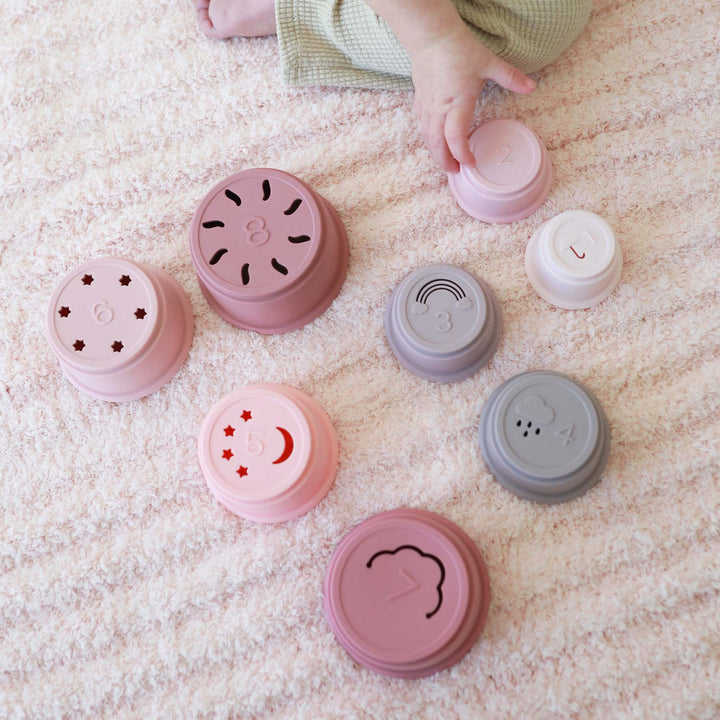 stacking cups for kids pink silicone 
