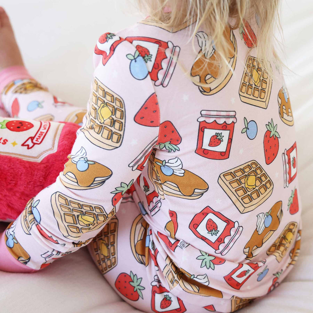 pink sweet stacks girls two piece pajama set 