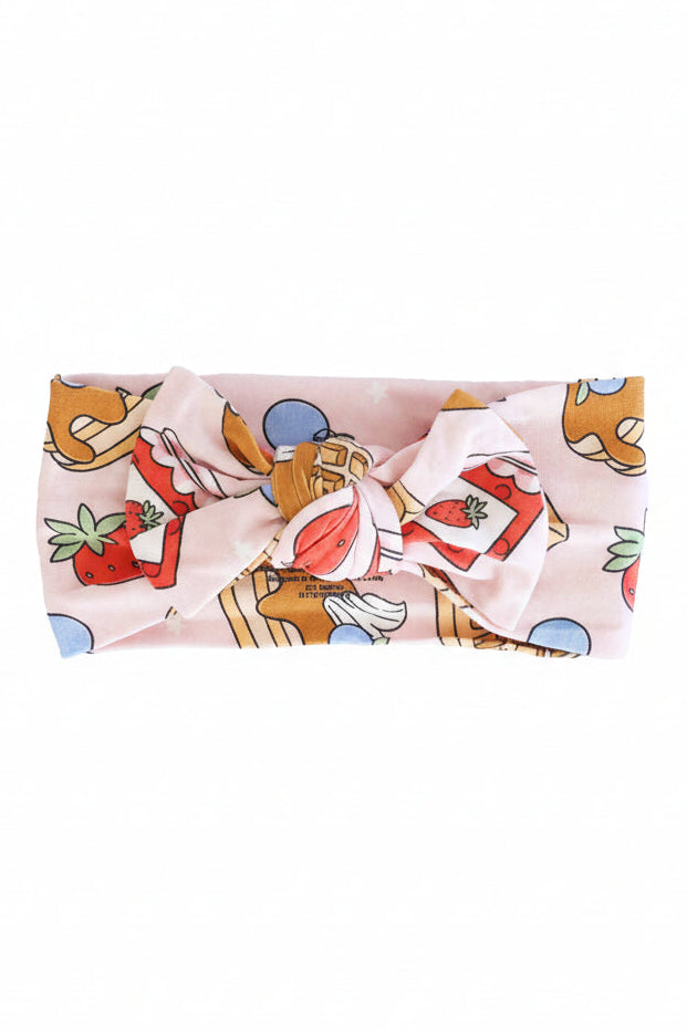 pink sweet stacks knit large bow headwrap