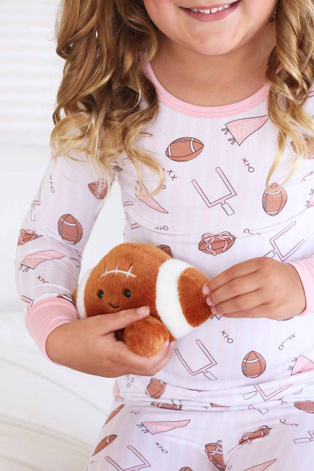 girly football themed pajama set for kids 