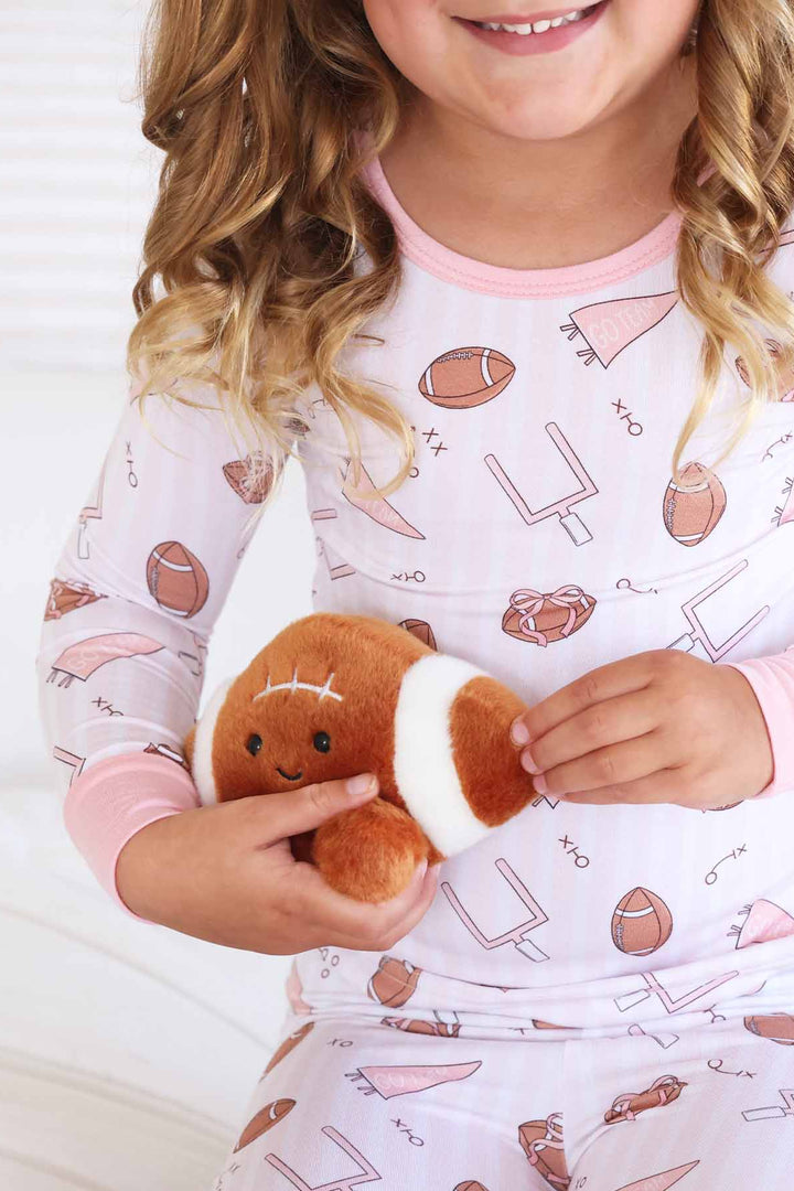 girly football themed pajama set for kids 