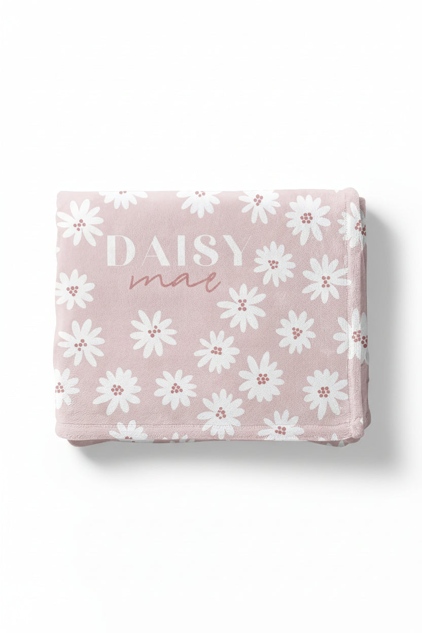 Pink Daisy Personalized Toddler Blanket