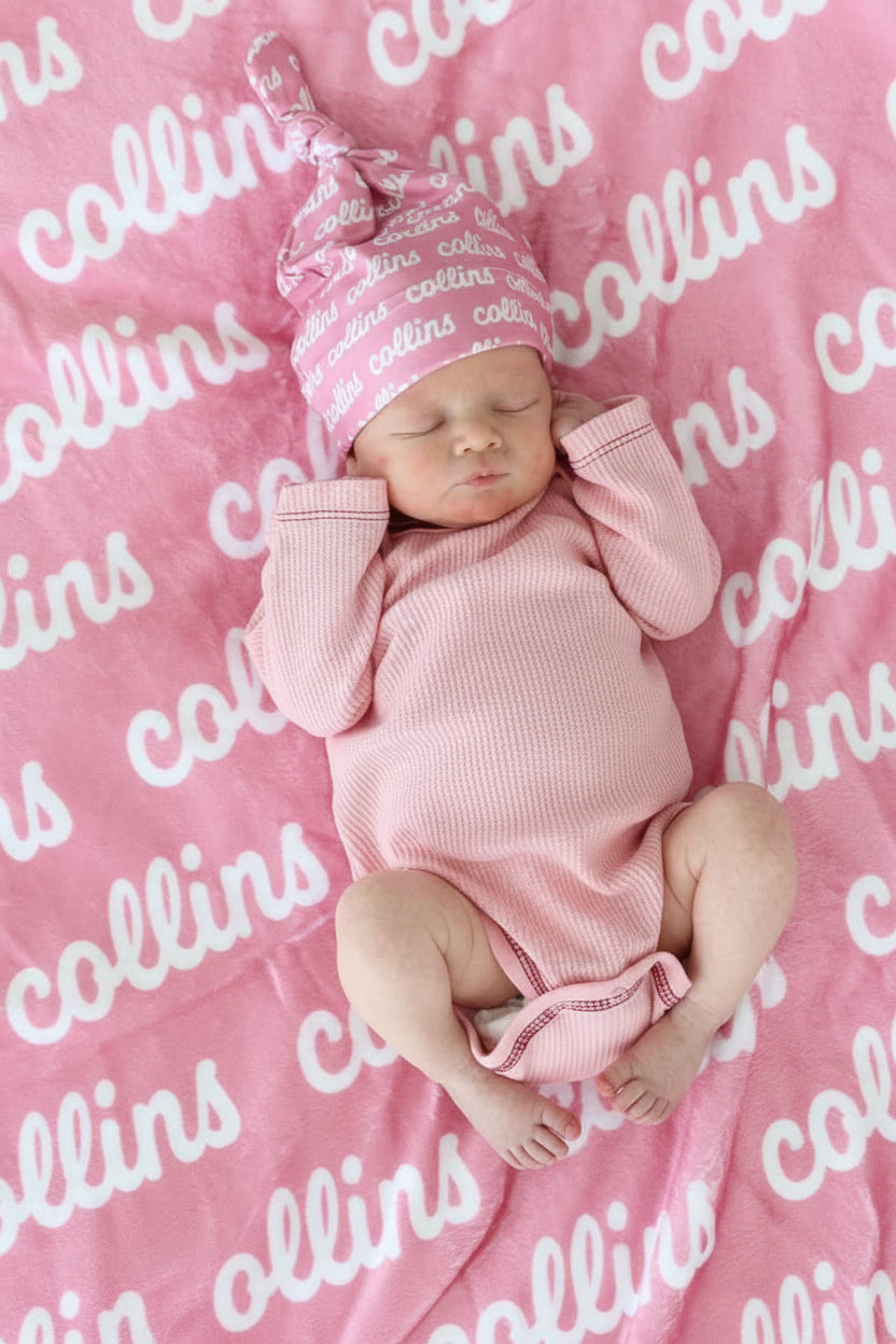 personalized name blanket pink 