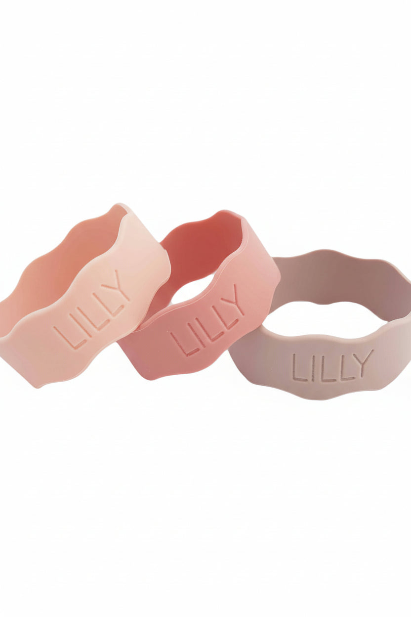 pink block font personalized silicone bottle labels 
