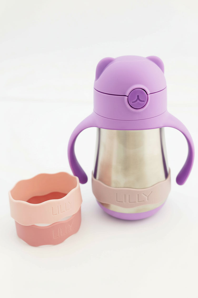 light pink personalized silicone bottle labels 