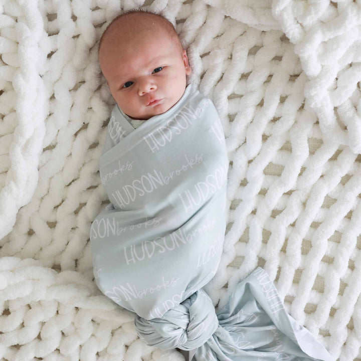 light green font duo baby swaddle 