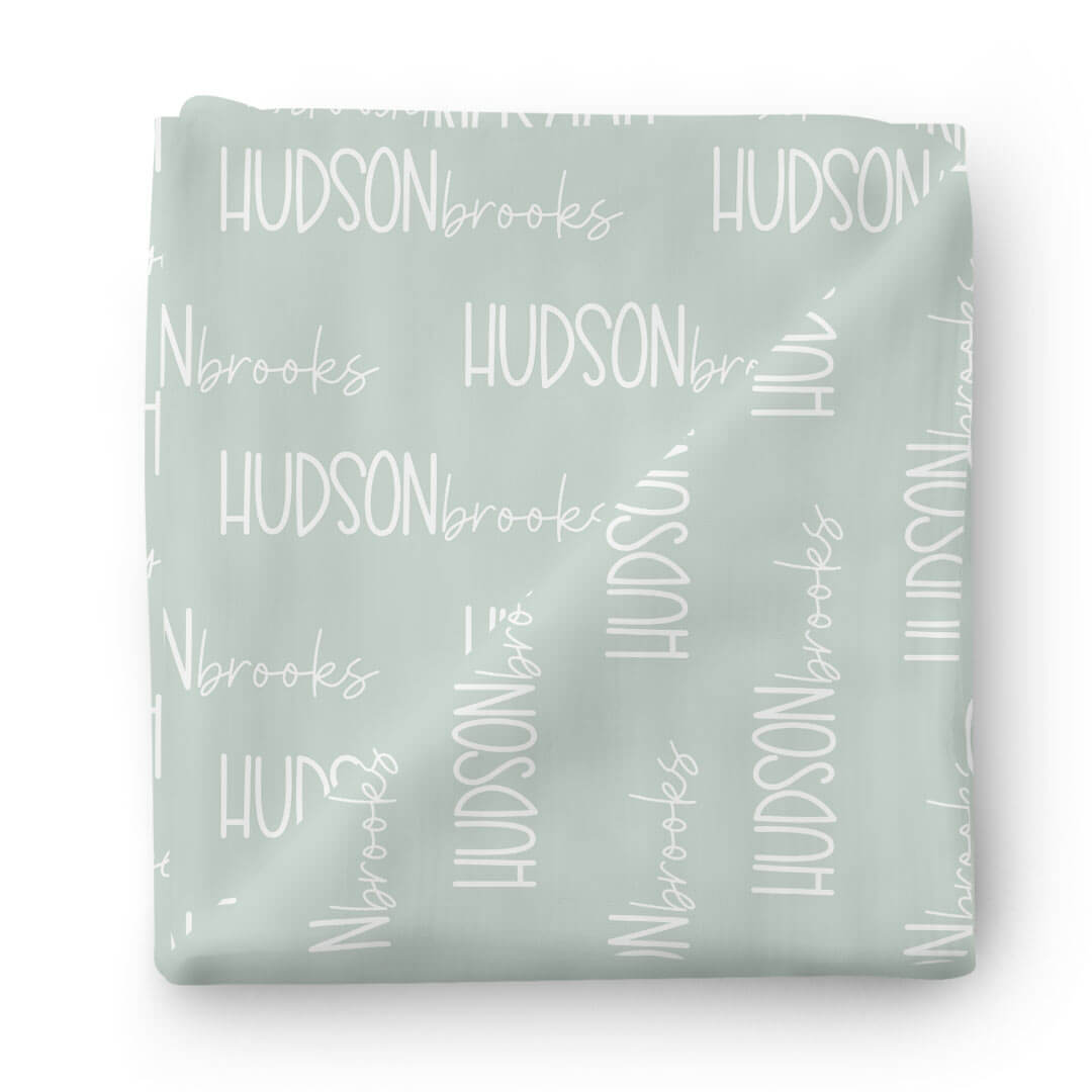 green personalized baby swaddle blanket 