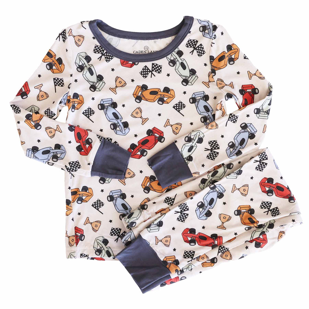 race car two piece pajama set for kids