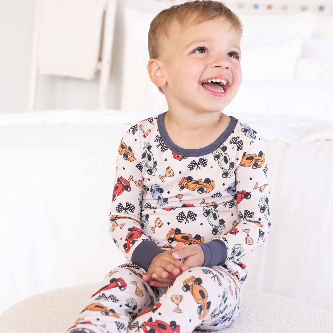 pit crew two piece bamboo pajamas for boys 