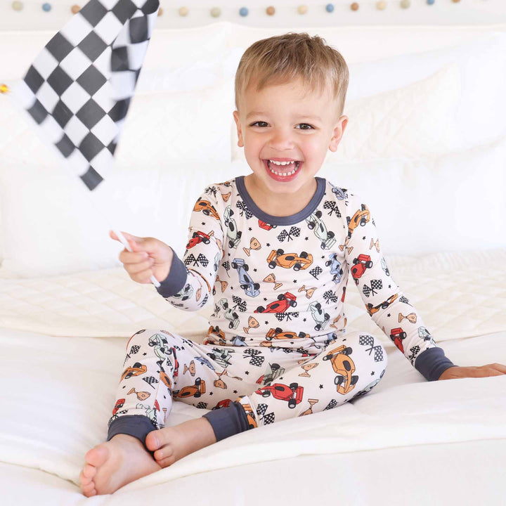 race car kids pajama print
