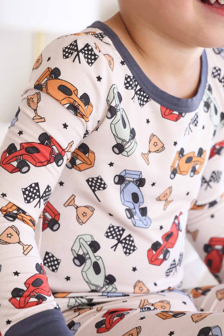 racing kids two piece pajama set for boys 