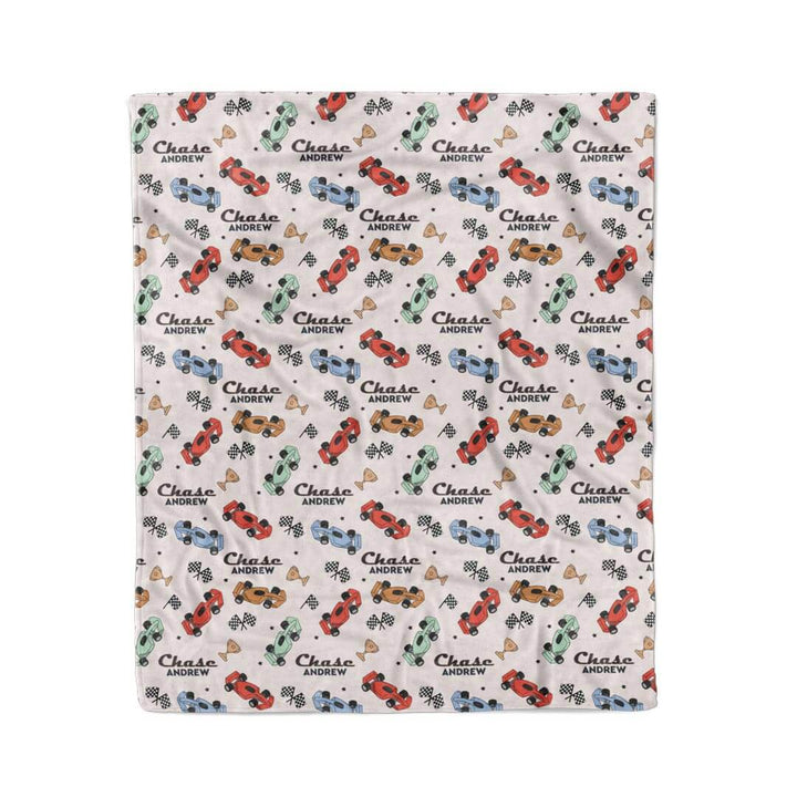 race car personalized blanket for boys 