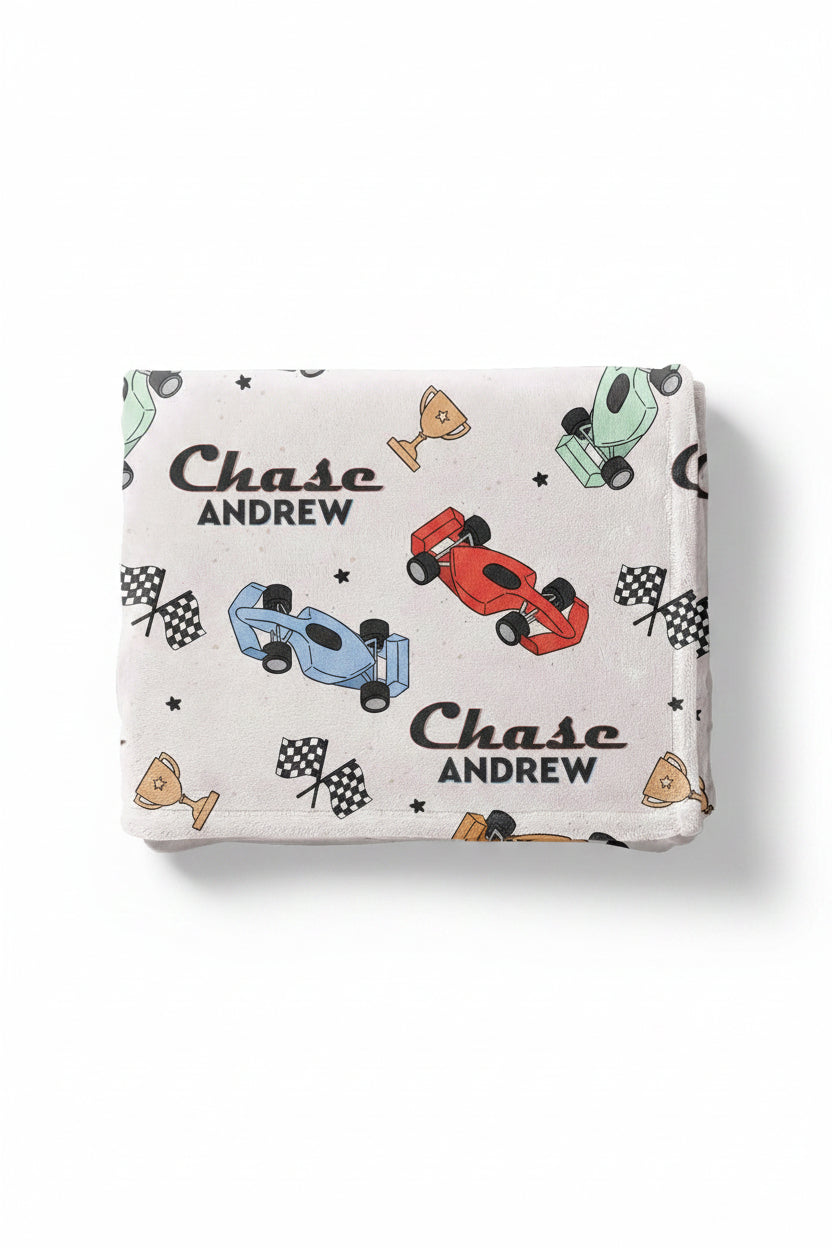 racecar personalized blanket for kids