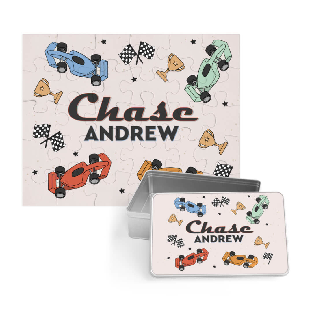 pit crew personalized puzzle for kids with tin 