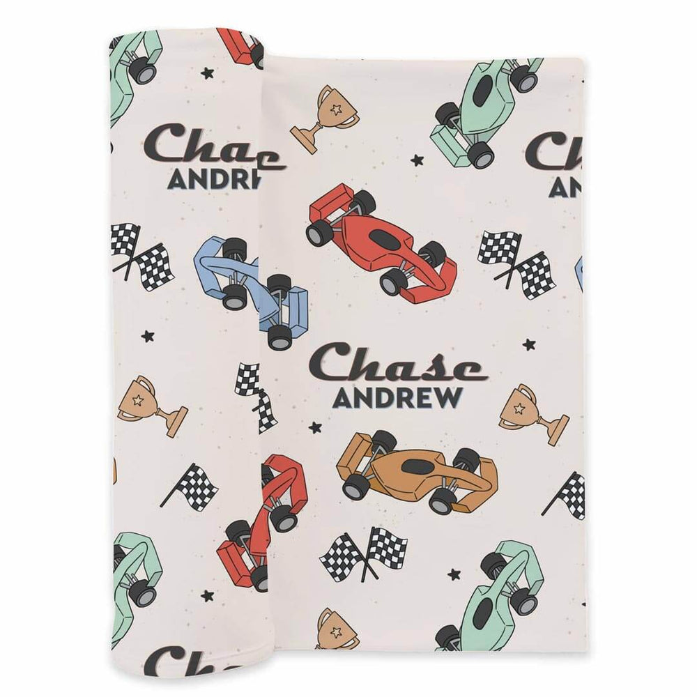 pit crew personalized swaddle blanket for babies 