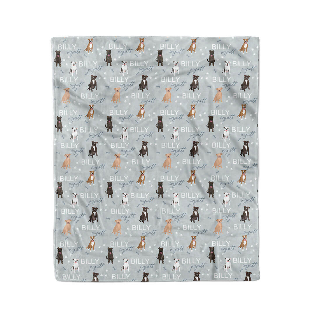 pit bull blue personalized kids blanket