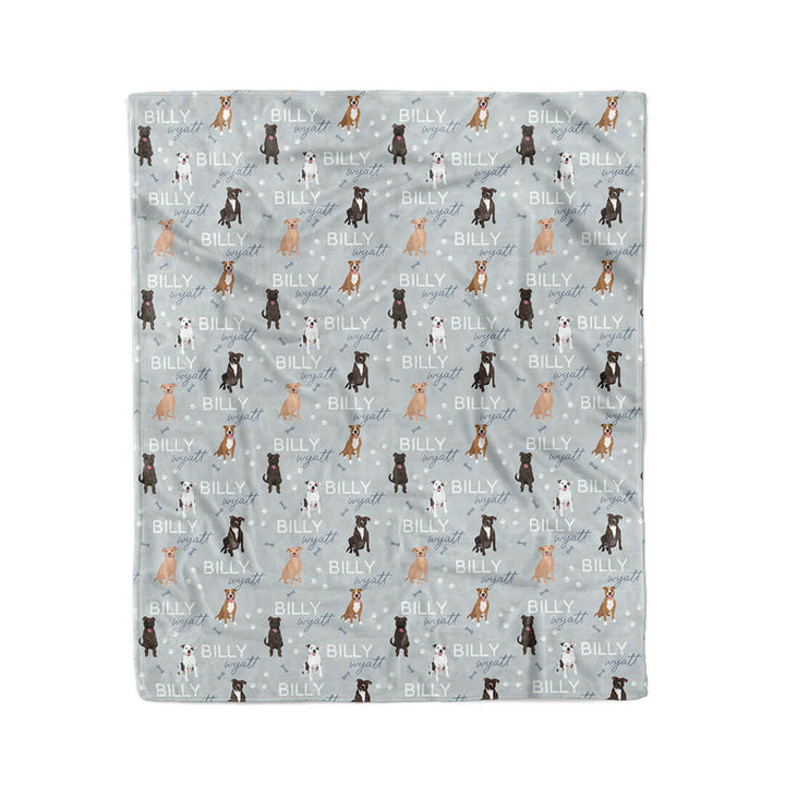 pit bull blue personalized kids blanket