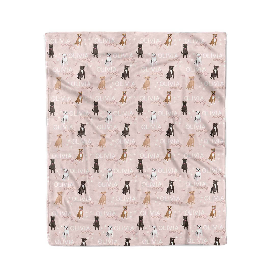 pit bull personalized kids blanket 