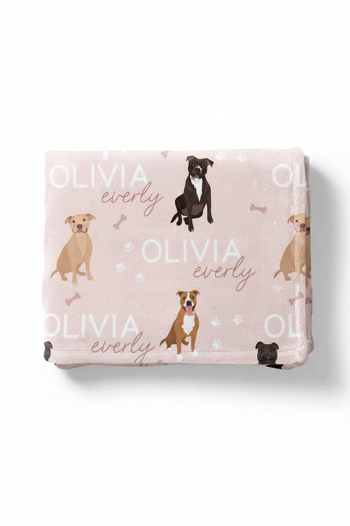 pink personalized kids blanket pit bull