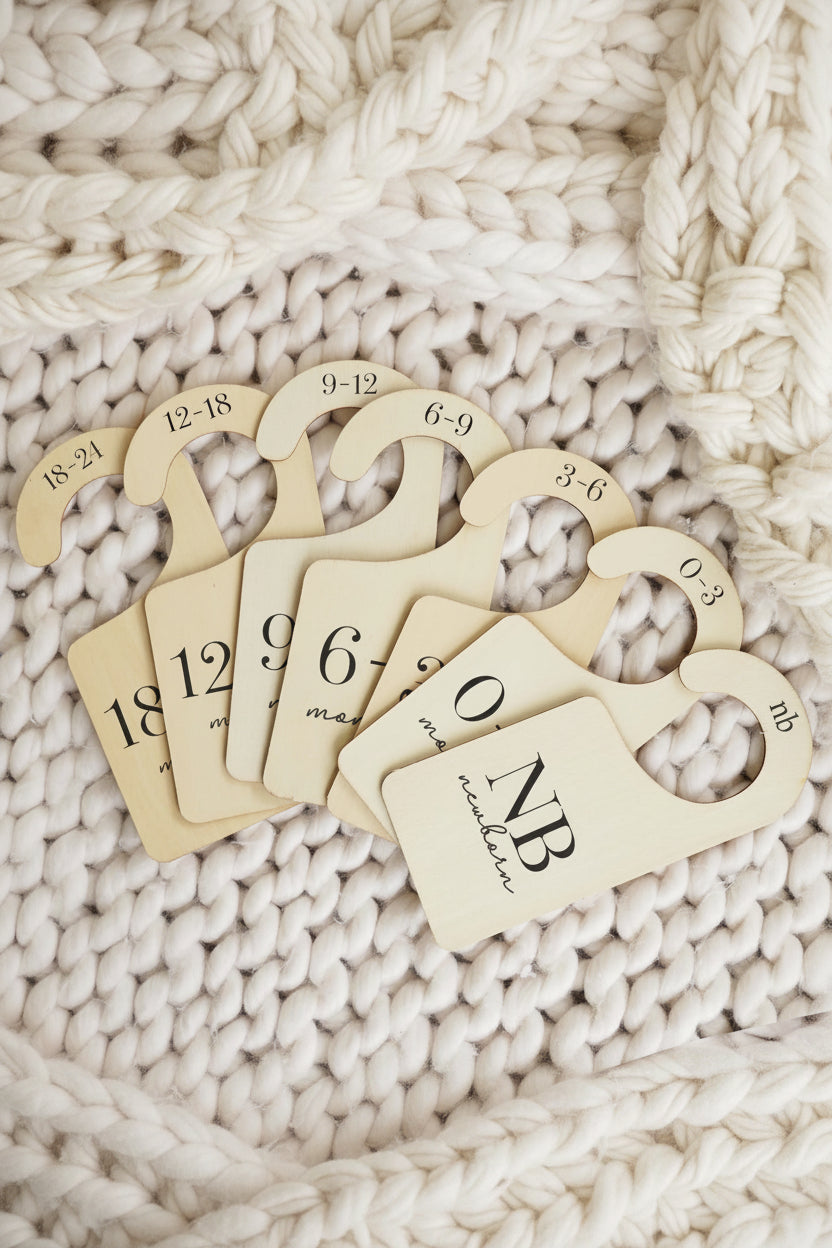 wooden nursery closet dividers in classic font