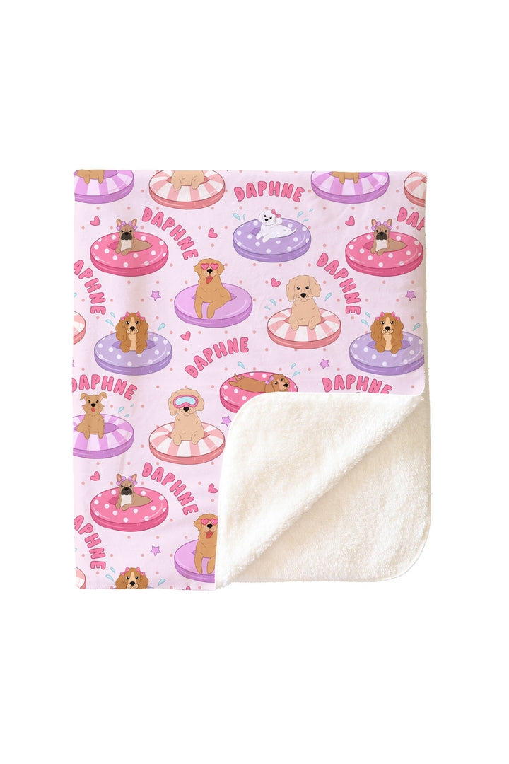 poolside pups kids blanket dog floaties summer print