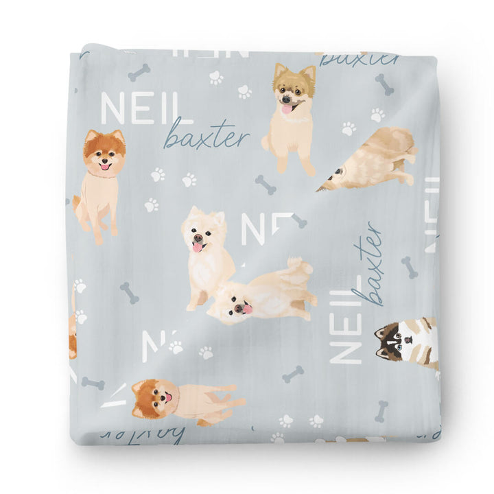 Personalized Baby Name Swaddle Blanket | Dog Breeds