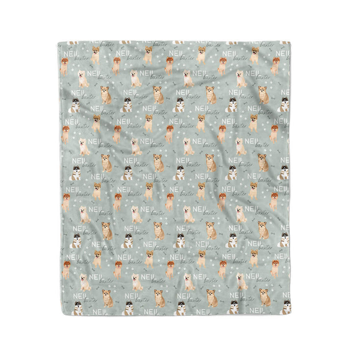 sage pomeranian personalized kids blanket