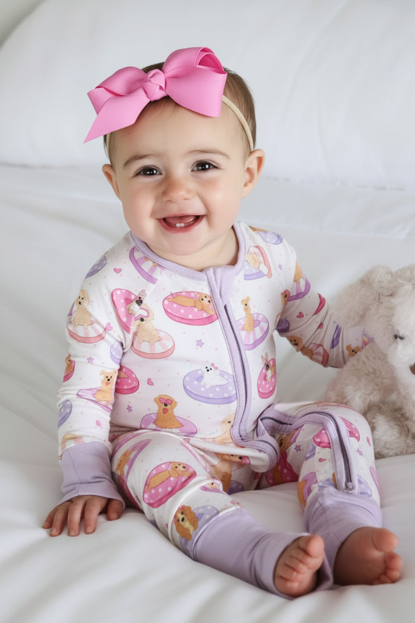 pool pups pink romper