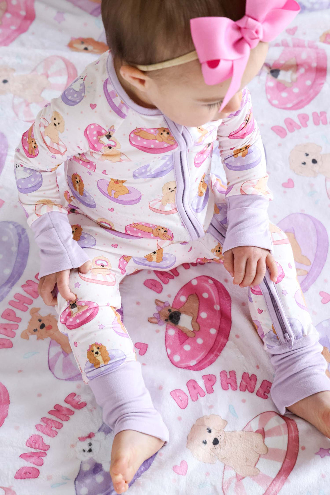 pink poolside pups kids blanket for babies
