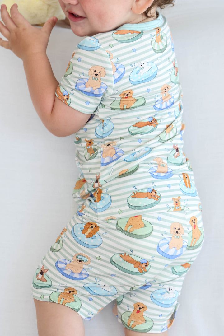pool pups short sleeve and short two piece pajama set 