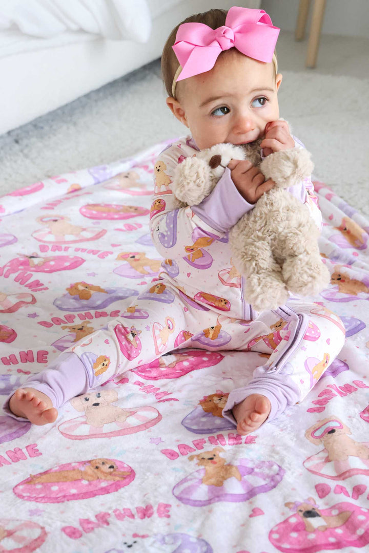 poolside pups pink kids blanket for babies