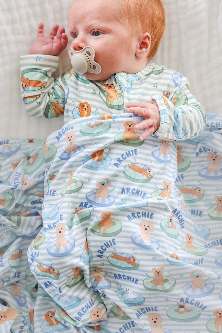 summer dog print swaddle blanket for babies