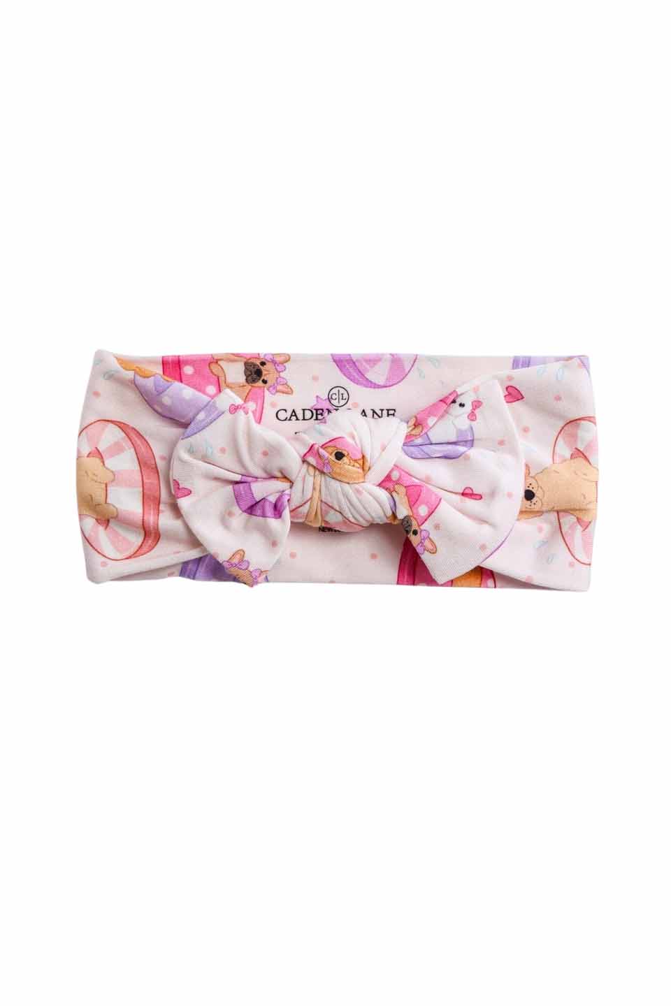 Knit Large Bow Headwrap | Poolside Pups Pink