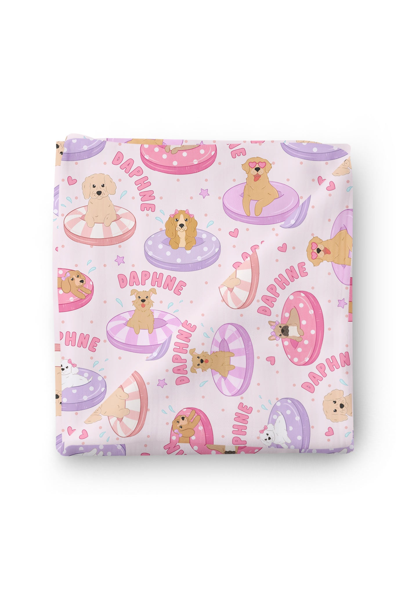 Personalized Swaddle Blanket | Poolside Pups Pink