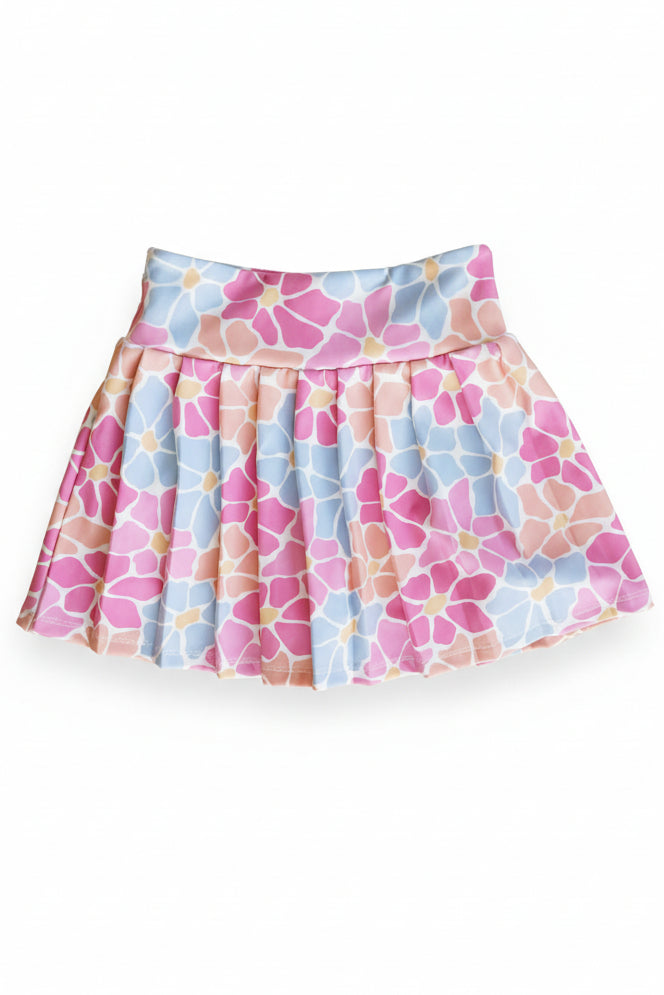 girl's tennis skirt power flowers 