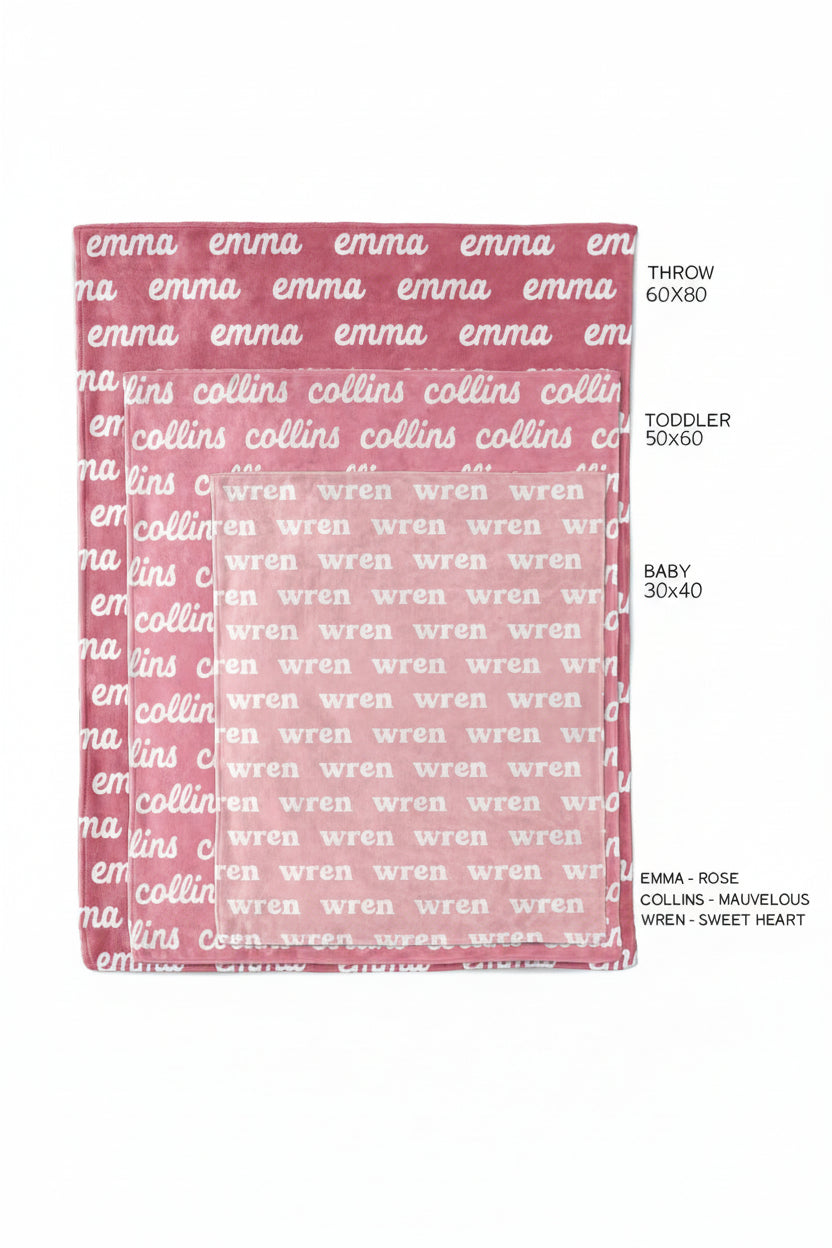 personalized color blanket sizes