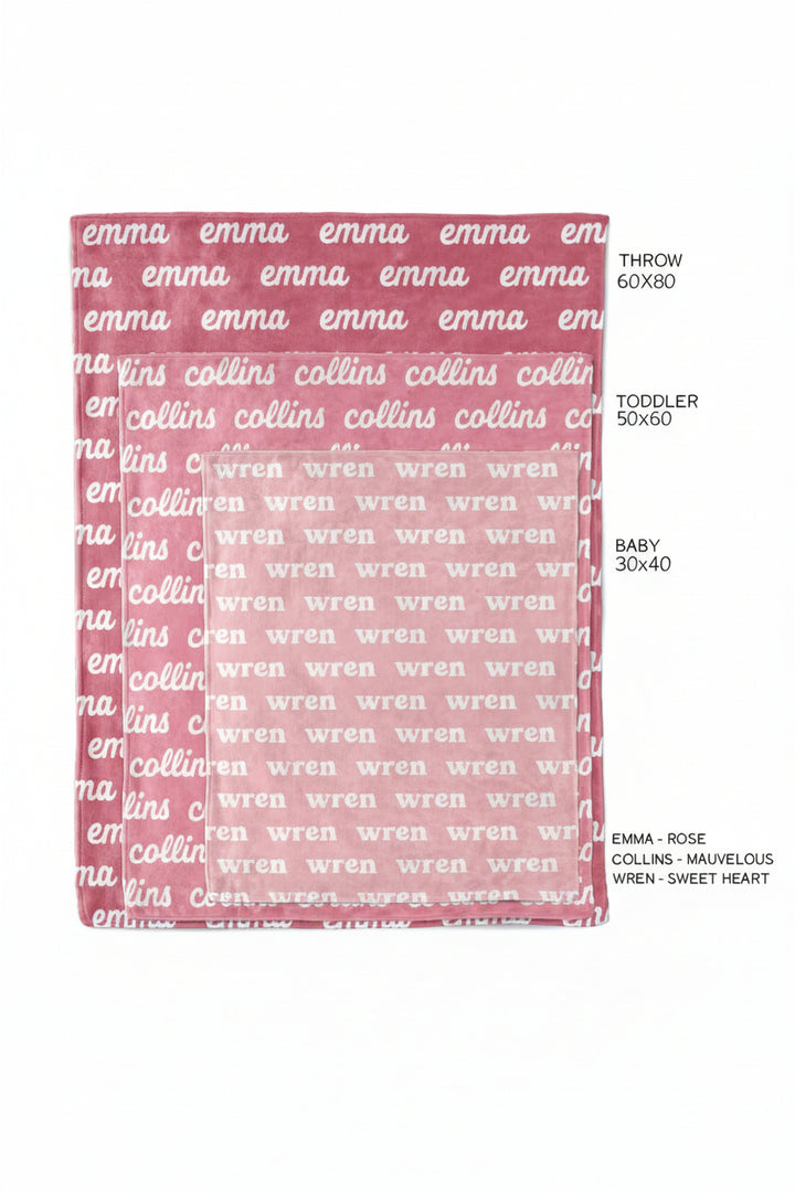 personalized color blanket sizes