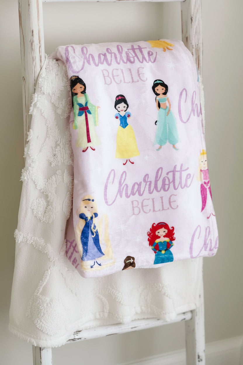 Pretty Princess Personalized Toddler Blanket