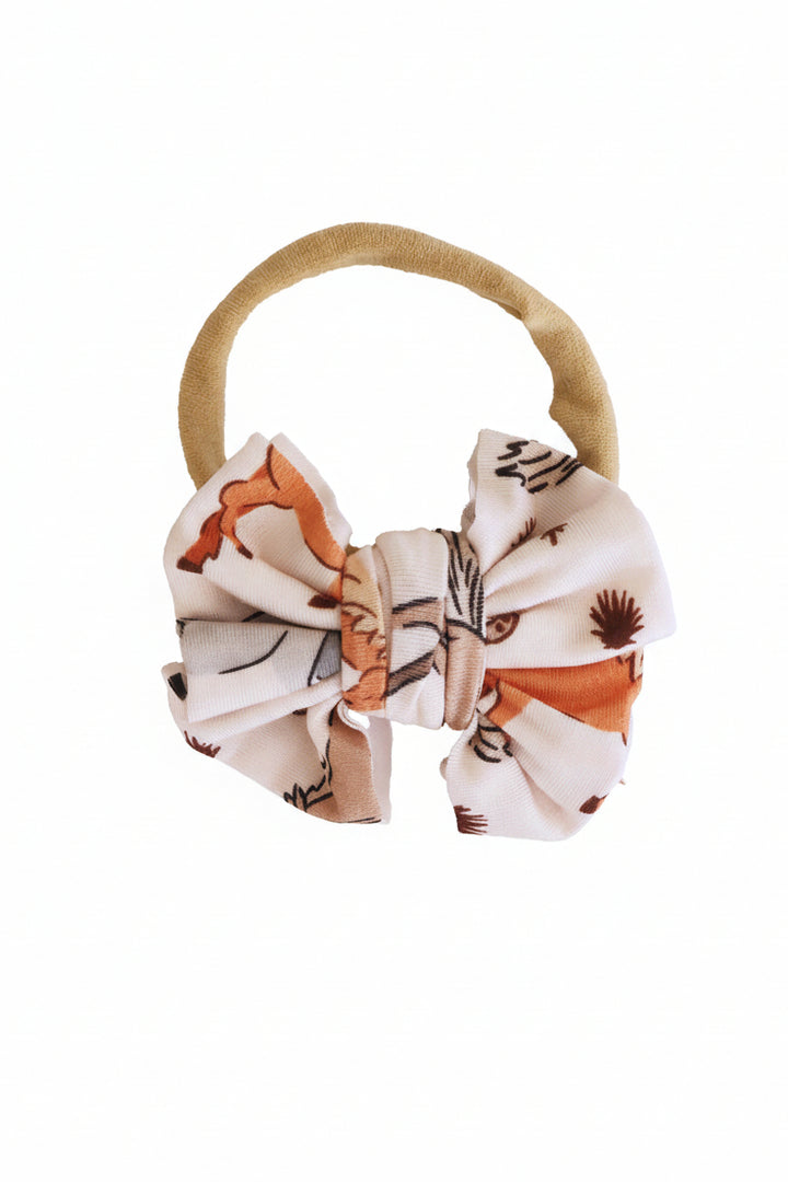 bow headband for babies with horses and ponies print