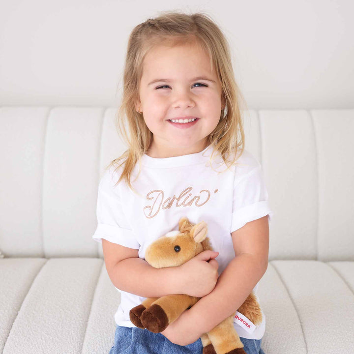 girls' kids white tee with darlin' graphic - caden lane