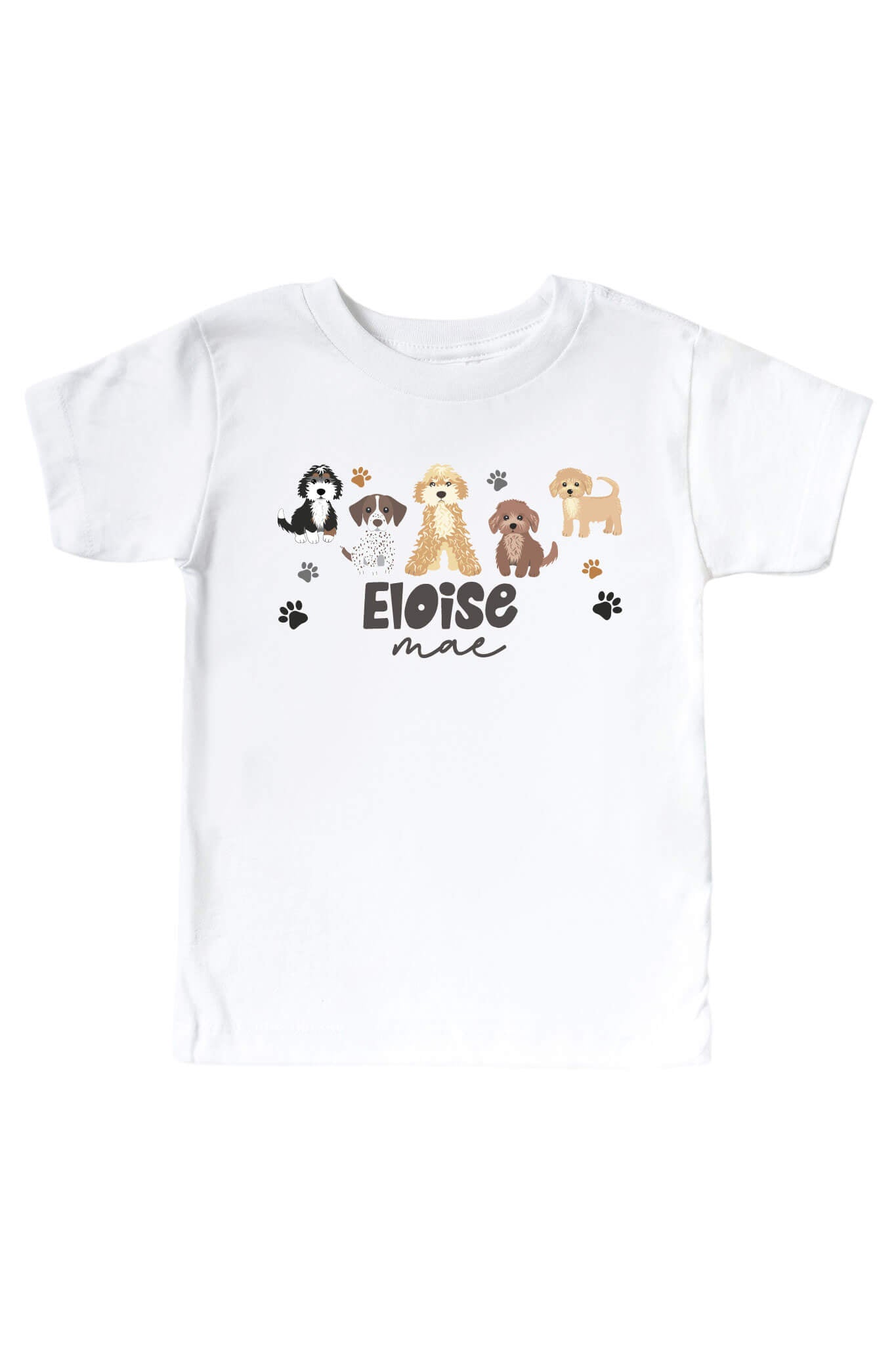 Personalized Puppy Pals Kids Graphic Tee | White