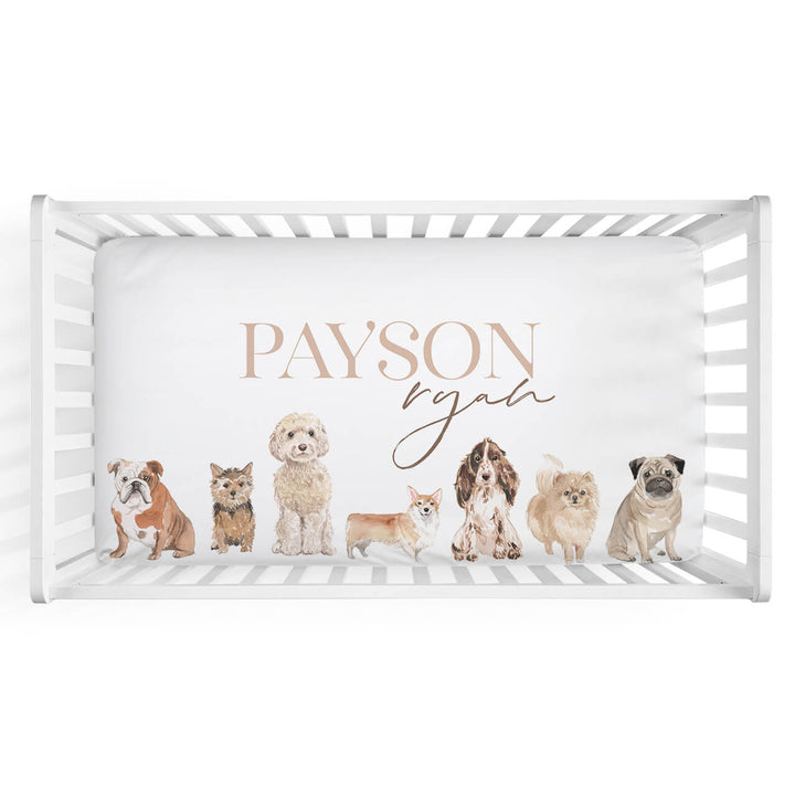 puppy personalized crib sheet