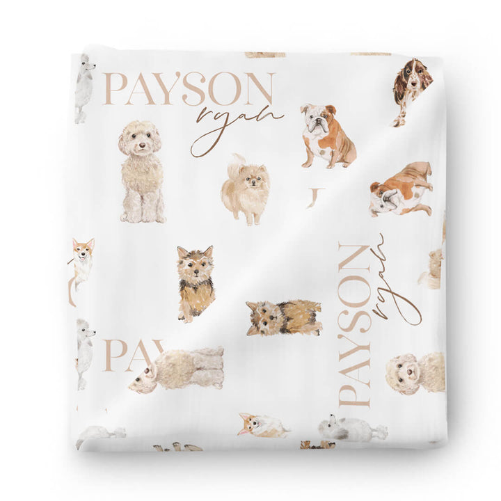 baby name swaddle blanket puppy 