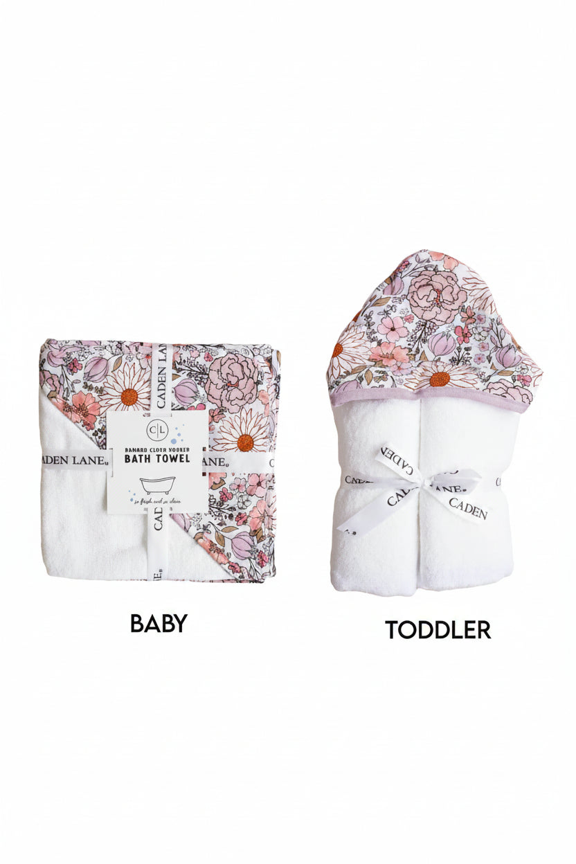 baby and toddler purple floral hooded towel