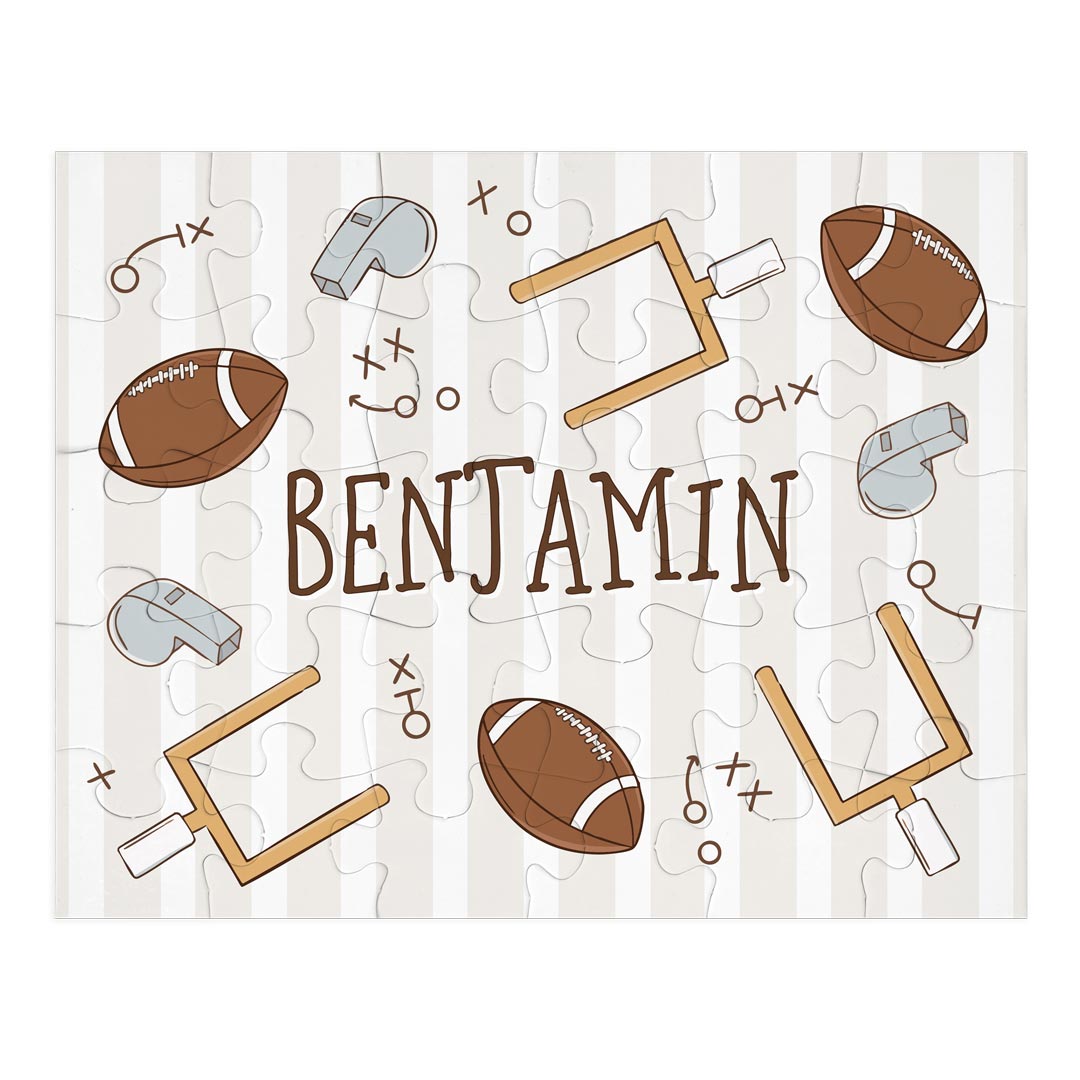 Kids Personalized 30 Piece Puzzle | Tiny Touchdowns Neutral