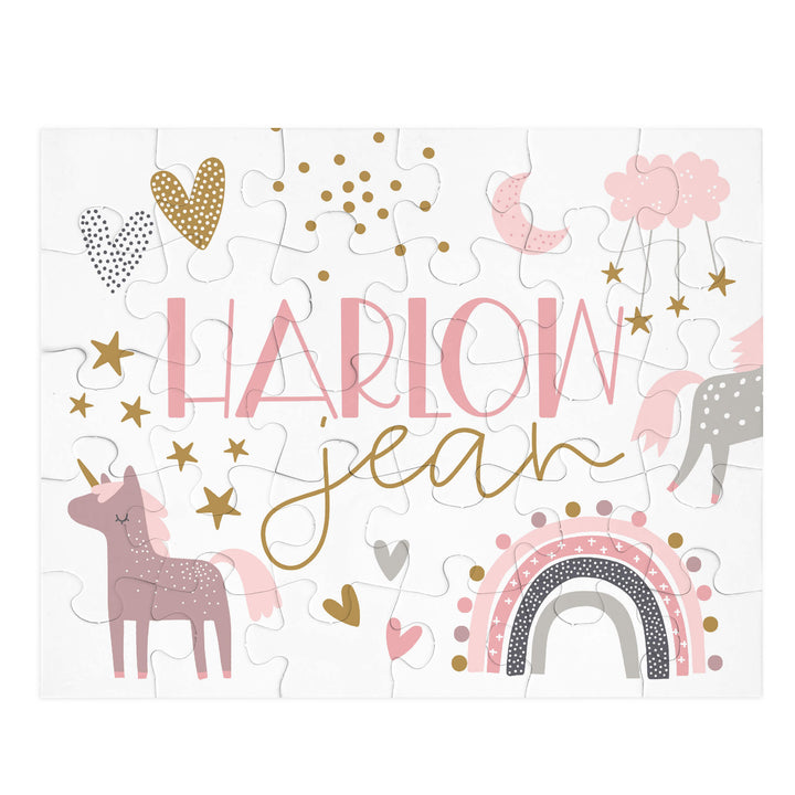 personalized puzzle for kids pink rainbow 